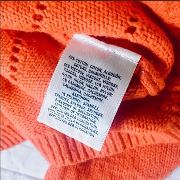 ANTHROPOLOGIE Moth Orange VNeck Tie Back Open Knit Detail Pullover Sweater M - Picture 8 of 8